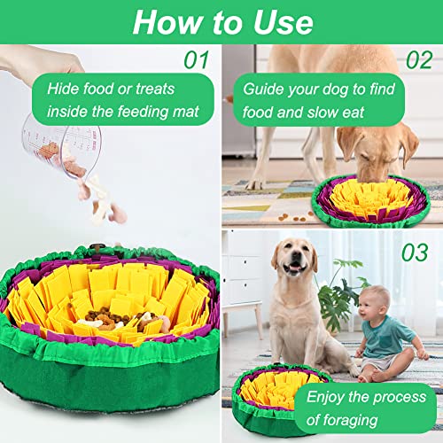 Vivifying Snuffle Mat for Dogs, Enrichment Dog Puzzle Toys for Slow Eating and Keep Busy, Adjustable Dog Sniff Mat Encourages Natural Foraging Skills and Mental Stimulation(Yellow Purple)