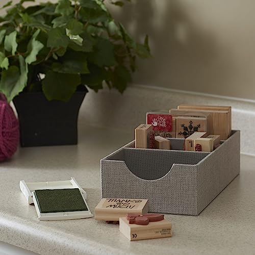 Household Essentials 3 Compartment Organizer Tray 2 Pack, Accessory Organizer, Sturdy Drawer Organizer with Fabric Covering, Gray