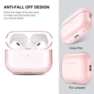 KOUJAON Compatible Airpods Pro 2nd Generation Case Clear, Soft TPU Transparent AirPods Pro 2 Case Cover (2022) Protective Skin with Hand Strap Lanyard (Clear Pink)