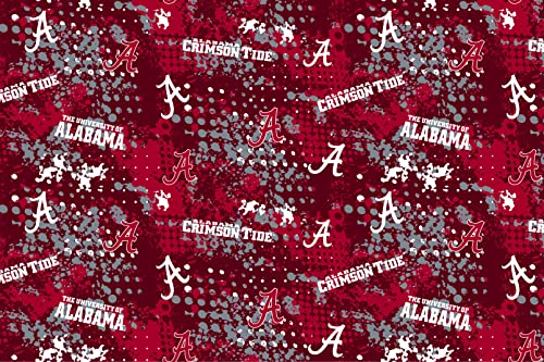 University of Alabama Cotton Fabric by Sykel-Licensed Alabama Crimson Tide Splatter Cotton Fabric