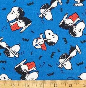 3/4 yard - vampire snoopy halloween on blue cotton fabric (great for quilting, sewing, craft projects, throw pillows & more) 3/4 yard (27 inches) x 44 inches