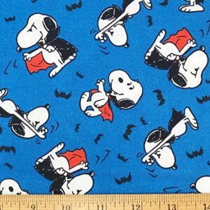 3/4 Yard - Vampire Snoopy Halloween on Blue Cotton Fabric (Great for Quilting, Sewing, Craft Projects, Throw Pillows & More) 3/4 Yard (27 Inches) X 44 Inches