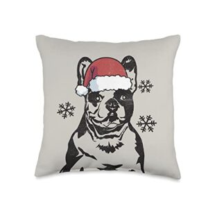 christmas love french bulldog 5 funny french bulldog christmas santa hat frenchie mom dad throw pillow, 16x16, multicolor