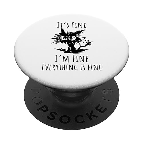 Its Fine I'm Fine Everything is Fine Christmas Cat Women Men PopSockets Standard PopGrip