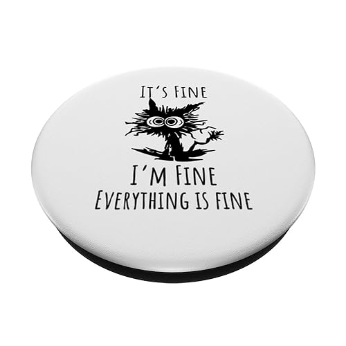 Its Fine I'm Fine Everything is Fine Christmas Cat Women Men PopSockets Standard PopGrip