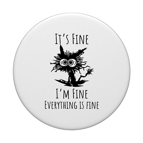 Its Fine I'm Fine Everything is Fine Christmas Cat Women Men PopSockets Standard PopGrip