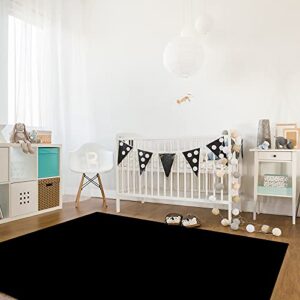 Indoor Area Rug 3 ft x 5 ft, Solid Black Non-Slip Runner Rug for Kids Room, Pure Color Living Room Bedroom Bathroom Decor Floor Carpets