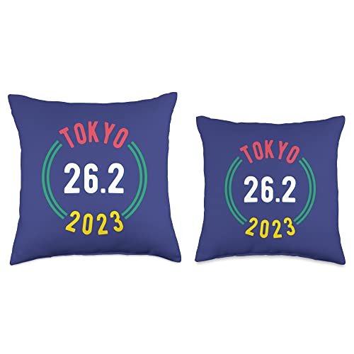 Tokyo 26.2 Marathon 2023 Throw Pillow, 18x18, Multicolor