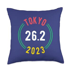 tokyo 26.2 marathon 2023 throw pillow, 18x18, multicolor