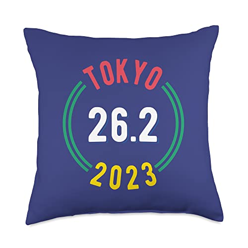 Tokyo 26.2 Marathon 2023 Throw Pillow, 18x18, Multicolor