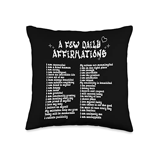 Aesthetic A Few Daily Affirmations apparel Aesthetic A Few Daily Affirmations Positive Quote Throw Pillow, 16x16, Multicolor