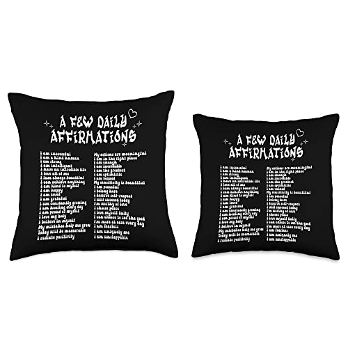 Aesthetic A Few Daily Affirmations apparel Aesthetic A Few Daily Affirmations Positive Quote Throw Pillow, 16x16, Multicolor