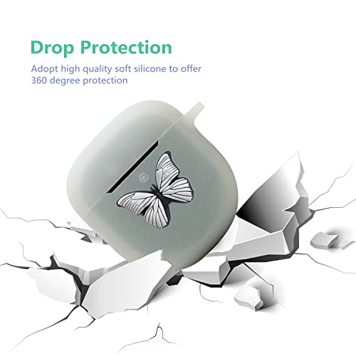 Case Cover for Bose QuietComfort Earbuds II 2022, Cute Butterfly Charm Soft Silicone Skin Glow in Dark Protector with Keychain for Bose Earbuds ii Case (White)