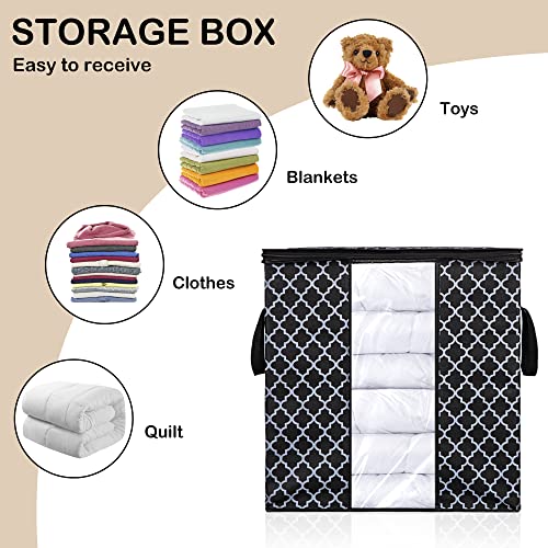 Keaxinty Storage Bags for Clothes,3 Pack 100L Large Capacity Blanket Foladable Storage Boxes with Thick Reinforced Handles for Bedding,Clothing,Pillow, Black (20.5x14.6x20.5in)