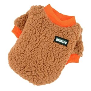 Ranphy Pet Sherpa Fleece Sweaters Fall Winter Soft Cute Small Dogs Boys Girls Puppy Clothes Jumpers Sweatshirt Warm Windproof Cold Weather,Brown,M