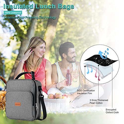 kissleaf Lunch Box for Men Women Insulated Lunch Bag Reusable Lunch Box for Office Work Leakproof Freezable Cooler Lunch Bag for Adults