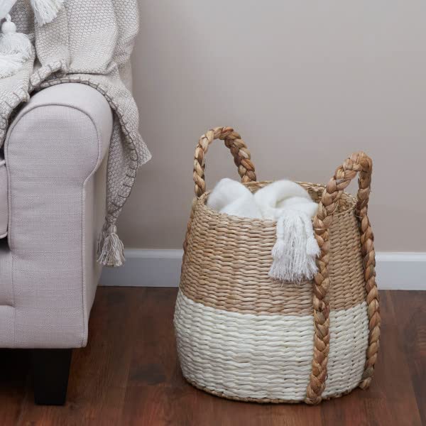 Household Essentials, Natural and Cream Cattail and Paper Terra Basket