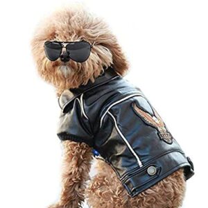 niula dog winter coat pu leather motorcycle jacket for dog pet clothes leather jacket, waterproof(3xl)