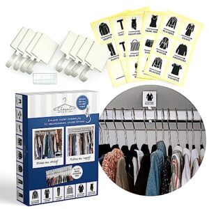 Closet Style Files Clothing Dividers - 8 Sturdy Plastic Clothing Dividers with 30 Organizational Sticker Options