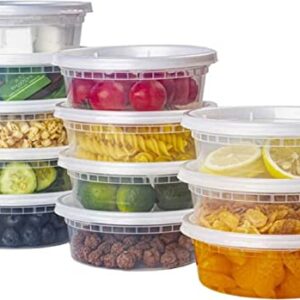 RiverBlue TSHomeGoods Deli Food Storage Containers With Lids 8 oz. /Freezer Safe/Microwaveable/Meal Prep/Airtight Lids/Take Out/Disposable/Leak Proof/Buffets/Stackable (24 PACK) Extra Hard Plastic.