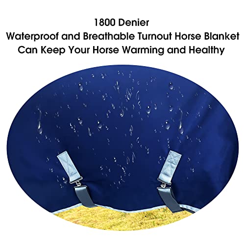 Winter 1800D Premium Turnout Horse Blanket,Medium Weight Waterproof Blanket