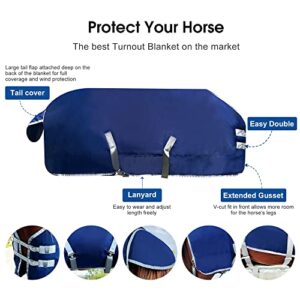 Winter 1800D Premium Turnout Horse Blanket,Medium Weight Waterproof Blanket