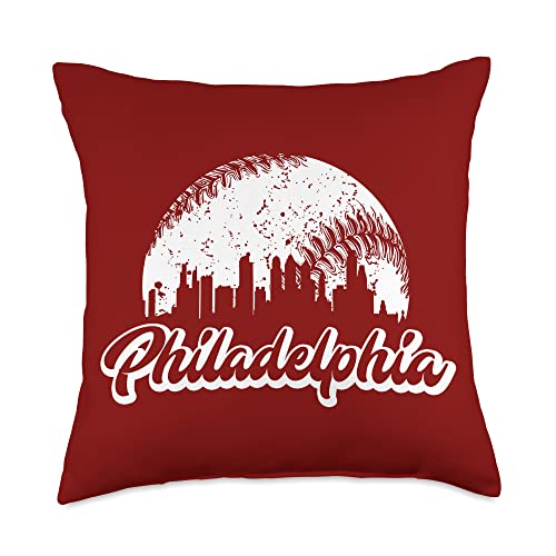 Vintage Skyline Retro Philadelphia Philly Baseball Throw Pillow, 18x18, Multicolor