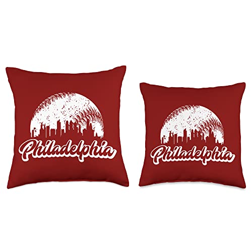 Vintage Skyline Retro Philadelphia Philly Baseball Throw Pillow, 18x18, Multicolor
