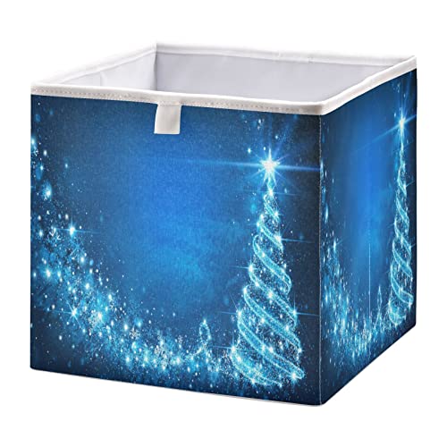 Blueangle Christmas Magic Tree Cube Storage Bin, 11 x 11 x 11 in, Large Collapsible Organizer Storage Basket for Home Christmas Décor（842）