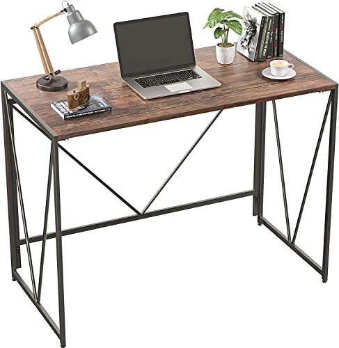 NOBLEWELL HOME NWCD3D Folding Computer Desk, Rustic Brown