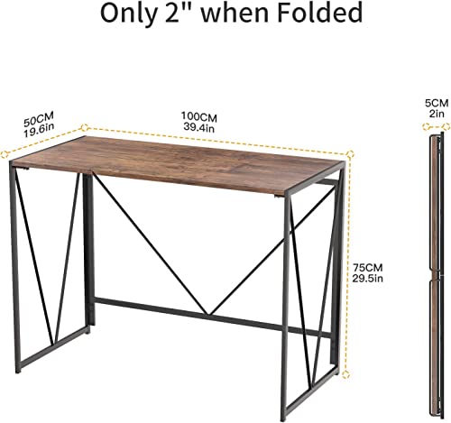 NOBLEWELL HOME NWCD3D Folding Computer Desk, Rustic Brown