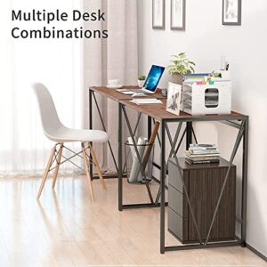 NOBLEWELL HOME NWCD3D Folding Computer Desk, Rustic Brown