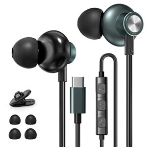 usb c headphone, type c earbuds earphones with microphone control, in-ear hifi stereo wired earbuds for samsung s22 s21, galaxy z flip 4 3 tab s8, ipad pro, pixel 7, oneplus and most android phone