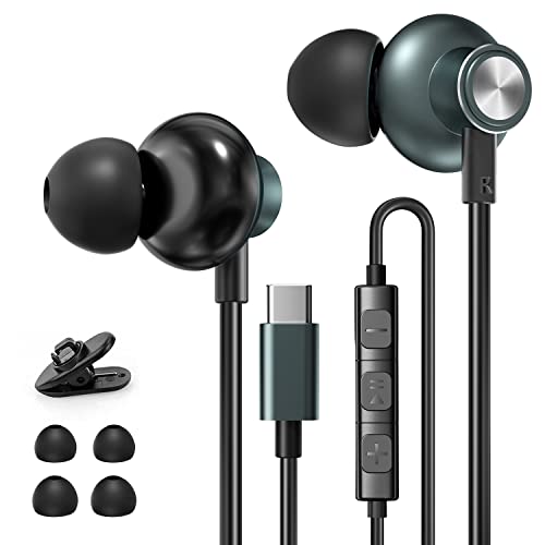 USB C Headphone, Type C Earbuds Earphones with Microphone Control, in-Ear HiFi Stereo Wired Earbuds for Samsung S22 S21, Galaxy Z Flip 4 3 Tab S8, iPad Pro, Pixel 7, OnePlus and Most Android Phone