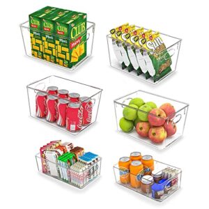 pinkpum pantry organization and storage, refrigerator organizer bins with lids, plastic storage bins for kitchen, set for 6