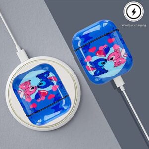 OINbxw for Airpod Case Cover, Airpod Case Personalized Custom with Lanyard Keychain Cool Cartoon Cute Anime Design Series Airpod Case for Women Girls Wireless Airpod 2 Case (Stitch)