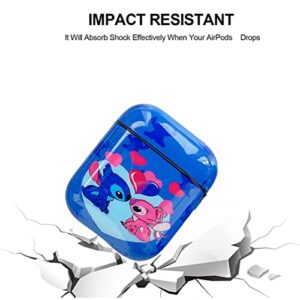 OINbxw for Airpod Case Cover, Airpod Case Personalized Custom with Lanyard Keychain Cool Cartoon Cute Anime Design Series Airpod Case for Women Girls Wireless Airpod 2 Case (Stitch)