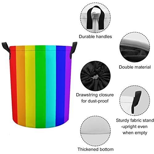 KURISOE Rainbow Laundry Basket Colorful Pride Geometry Laundry Hamper Vibrant Progress Bag Washing Bin Collapsible Laundry Basket for Women Bedroom, Bathroom, Dorm