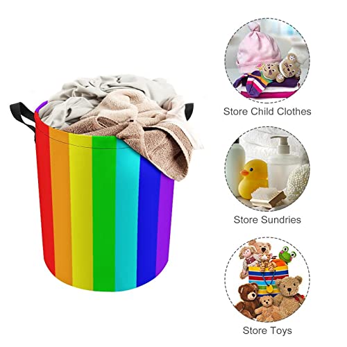 KURISOE Rainbow Laundry Basket Colorful Pride Geometry Laundry Hamper Vibrant Progress Bag Washing Bin Collapsible Laundry Basket for Women Bedroom, Bathroom, Dorm