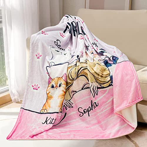 KERAOO Custom Official NAP Blanket, Custom Cat Mom Blanket, Personalized Pet Name Breed Name, Birthday Funny Gift for Cat Mom, Cat Lover, Pets Blanket, Anniversary Valentine's Day Gift for Her