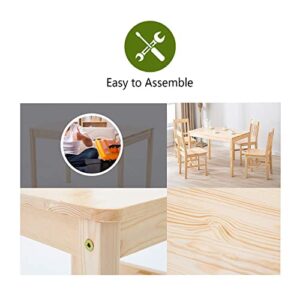 Dining Table Set for 4, Pine Wood Kitchen Table and Chairs for Dining Room Table Set for Small Space Wood Kitchen Dinette Table with 4 Chairs