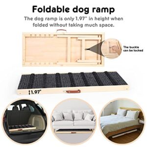 TOFUUMI Dog Ramp for Bed, Car Ramp, Folding Pet Ramp, Dog Stairs, Cat Ramp, Portable Dog Steps Suitable for Elevated Surface Between 15"-22" for Small and Medium Dogs (39 inches)