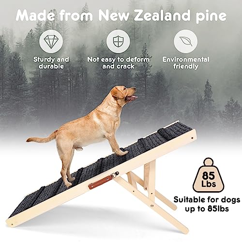 TOFUUMI Dog Ramp for Bed, Car Ramp, Folding Pet Ramp, Dog Stairs, Cat Ramp, Portable Dog Steps Suitable for Elevated Surface Between 15"-22" for Small and Medium Dogs (39 inches)