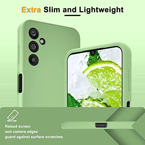 YENAPOON for Samsung Galaxy A14 5G Case and 2 Pack Tempered Glass Screen Protector, Slim Liquid Silicone Shockproof Protective Case - Mint Green