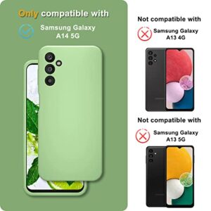 YENAPOON for Samsung Galaxy A14 5G Case and 2 Pack Tempered Glass Screen Protector, Slim Liquid Silicone Shockproof Protective Case - Mint Green