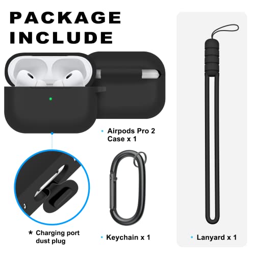 Linsaner AirPods Pro 2/1 case with Liquid Lanyard,Soft Silicone Protective Cover with Keychain,Full Protective Silicone Skin Accessories for Women Men Girl with Apple AirPods Pro 2/1 Case