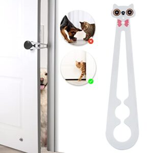 cat door interior door - ellasdan cat door latch keeps dogs & kids out of litter & food, cat door stopper flexible cat door holder cat gate one piece no measuring