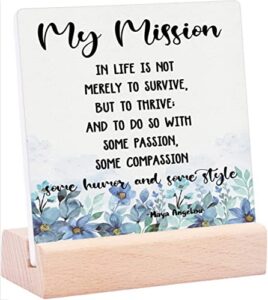tinfold maya angelou inspirational quote desk decor, my mission, phenomenal woman poem inspirational tabletop sign, gift for home and office decor under