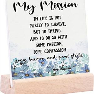 Tinfold Maya Angelou Inspirational Quote Desk Decor, My Mission, Phenomenal Woman Poem Inspirational Tabletop Sign, Gift for Home and Office Decor Under