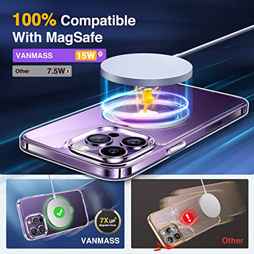 VANMASS Latest Upgraded for iPhone 14 Pro Max Phone Case MagSafe with Stand - Anti-Yellowing - Ultra Clear, Non-Slip, Drop Protection & Shockproof Phone Case for iPhone 14 Pro Max (ONLY) - Clear